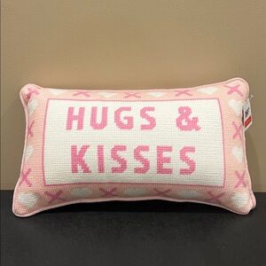 Bouffants & Broken Hearts | Needlepoint Pillow “Hugs & Kisses” 💗